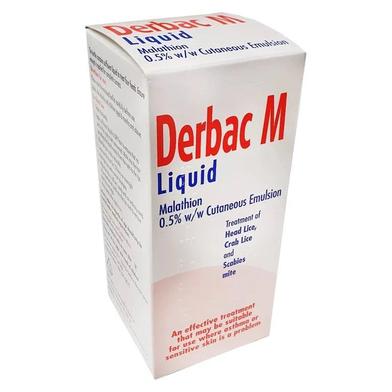 Derbac M Liquid - 150ml - formulated to treat head lice, pubic lice and scabies