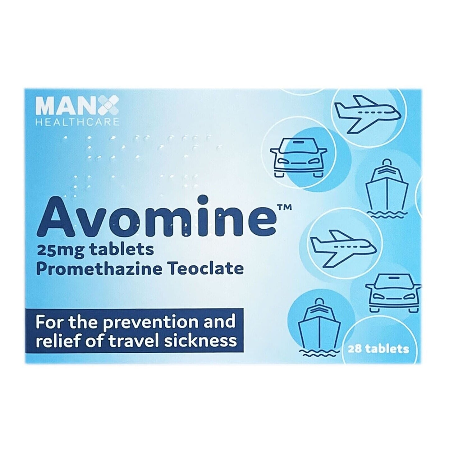 Avomin 25mg Tablets - 28 - (MAX 1 PER ORDER) Travel Sickness. theChemistonline