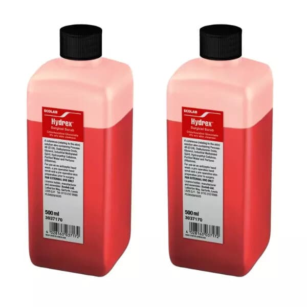 2x Hydrex Surgical Scrub 500ml (Hibiscrub Alternative)