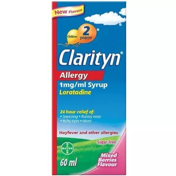 Clarityn Allergy Relief Syrup Loratadine Mixed Berries Flavour 60ml