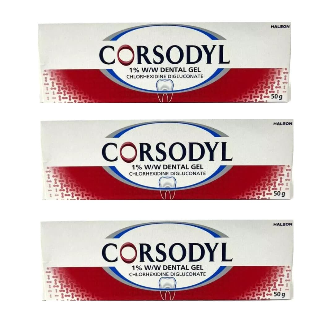 Corsodyl Dental Gel 50g x 3 Treatment for Gingivitis and Gum Problems