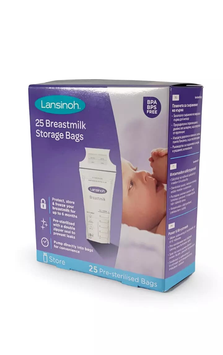Lansinoh Breast Milk Storage Bags - 25 Pack - Fridge Freezer Safe - 180ml