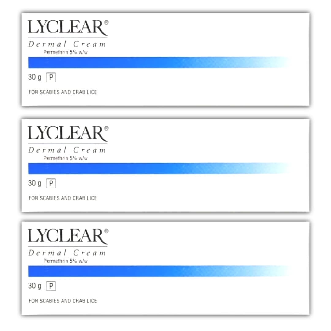 LYCLEAR DERMAL CREAM 30g x 3 - Premthrin 5% - Scabies & Crab Lice Treatment