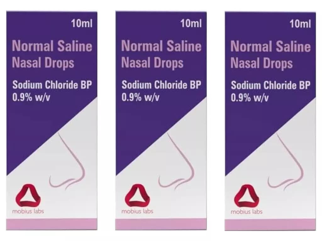Normal Saline Nasal Drops - Nasal Congestion - 10ml x 3 PACK