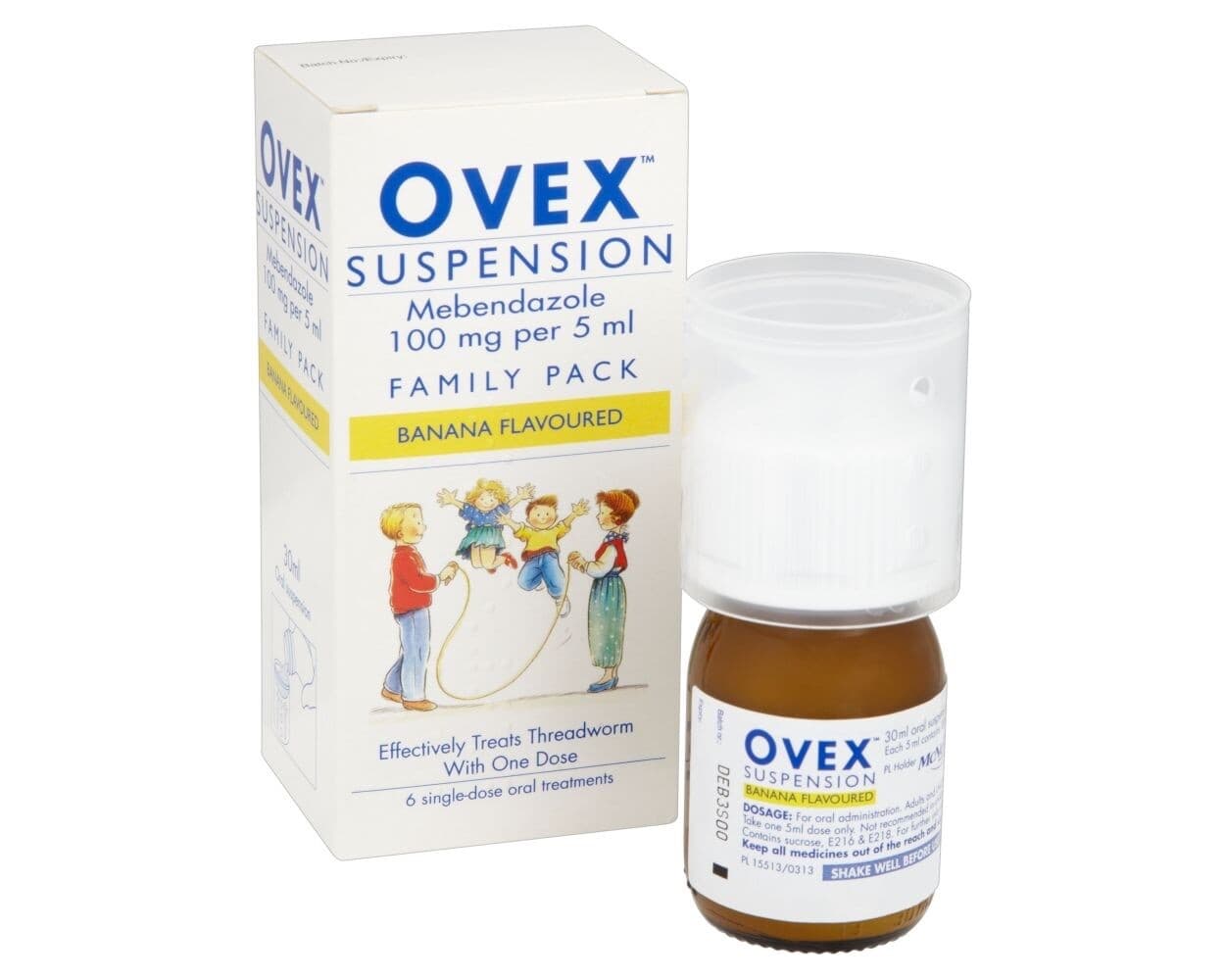 Ovex Suspension Banana Flavour 30ml | 6 THREADWORM TREATMENTS 2 YEARS+ READ DESC