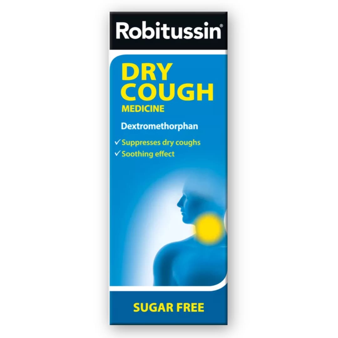 Robitussin Cough Medicine Mixture Dry Dextromethorphan Sugar Free Syrup