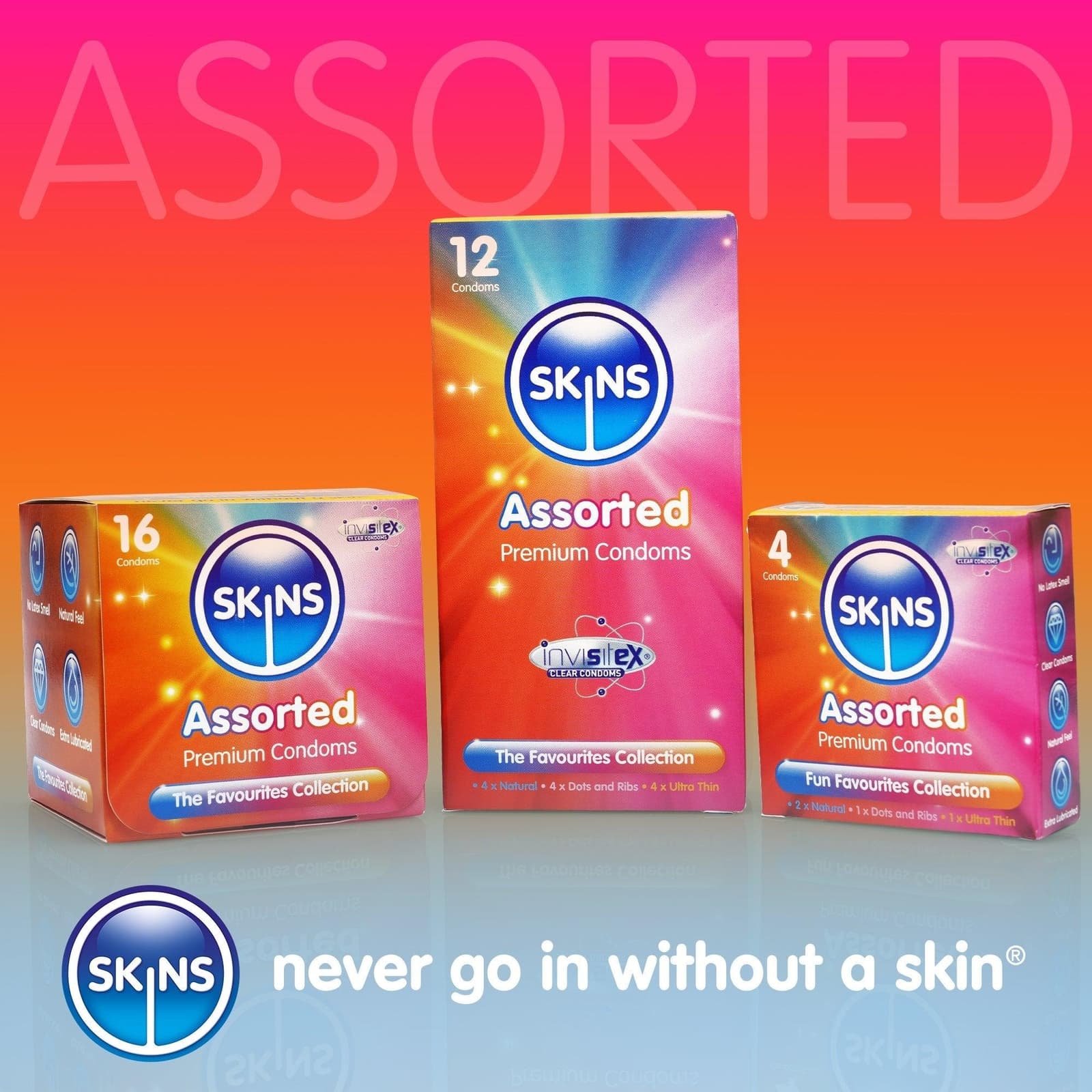 Skins Condoms - Assorted Condoms Pack of 4