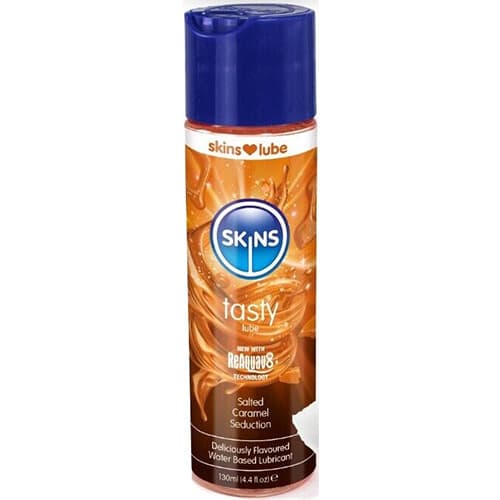 Skins Tasty Salted Caramel Seduction Flavoured Lubricant Waterbased 130ml Bottle