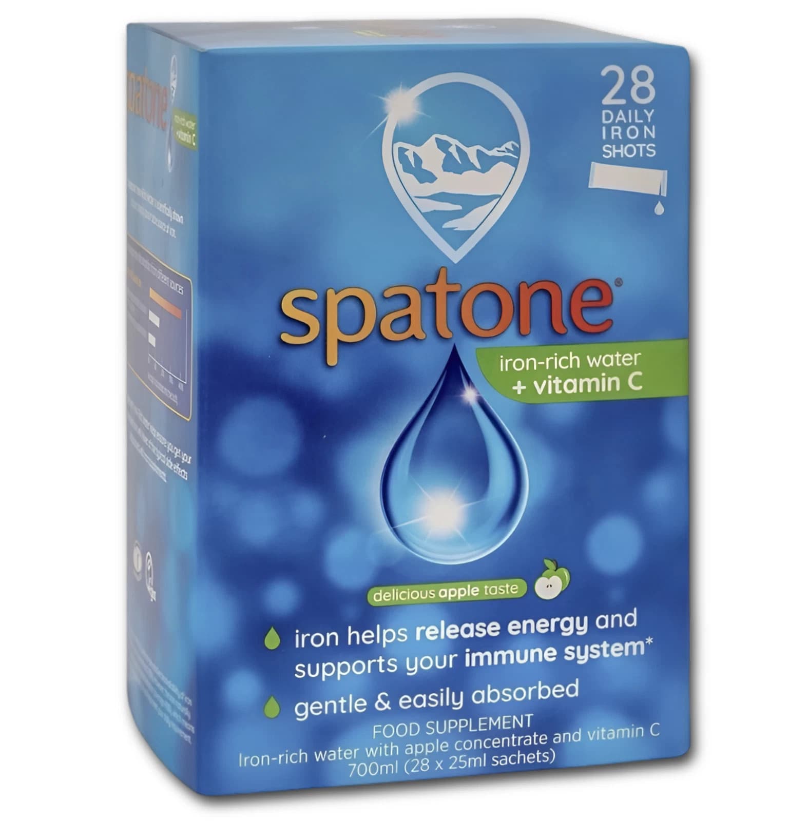 Spatone Apple Iron Rich Water, Natural Iron Supplement, 20 ml x 28 sachets