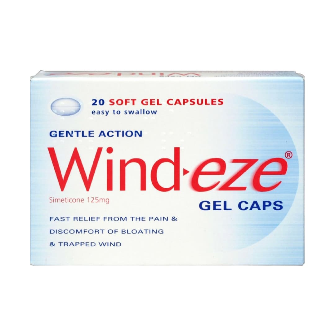 Wind-eze Gel Caps For Trapped Wind Dicomfort of Bloating - 20 Gel Capsules