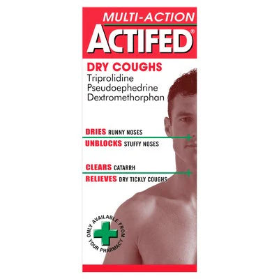 Actifed Multi-Action Dry Coughs - 100ml | Comprehensive Relief for Dry Coughs and Congestion