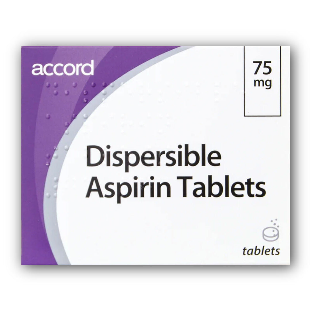 Accord Dispersible Aspirin 75mg Tablets - 28 Count | Low-Dose Cardiovascular Protection