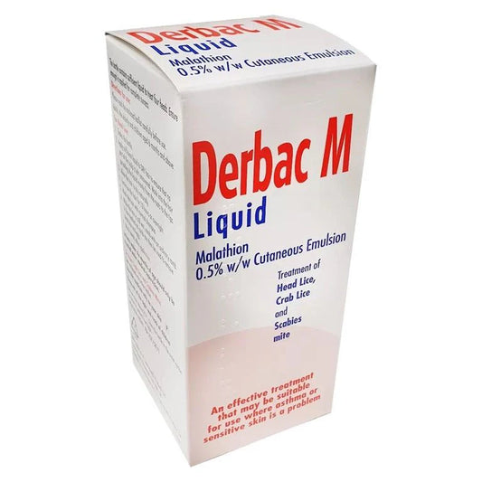 Derbac M Liquid - 150ml - formulated to treat head lice, pubic lice and scabies