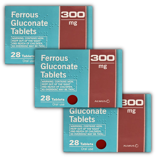 Ferrous Gluconate 300mg Tablets - 3 x 28 (Brands May Vary)