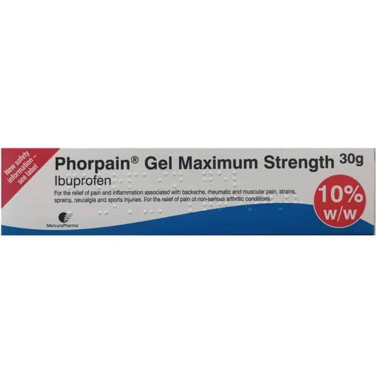 Ibuprofen 10% Anti Inflammatory Sprains Pain Relief Gel 30g UK Pharmacy