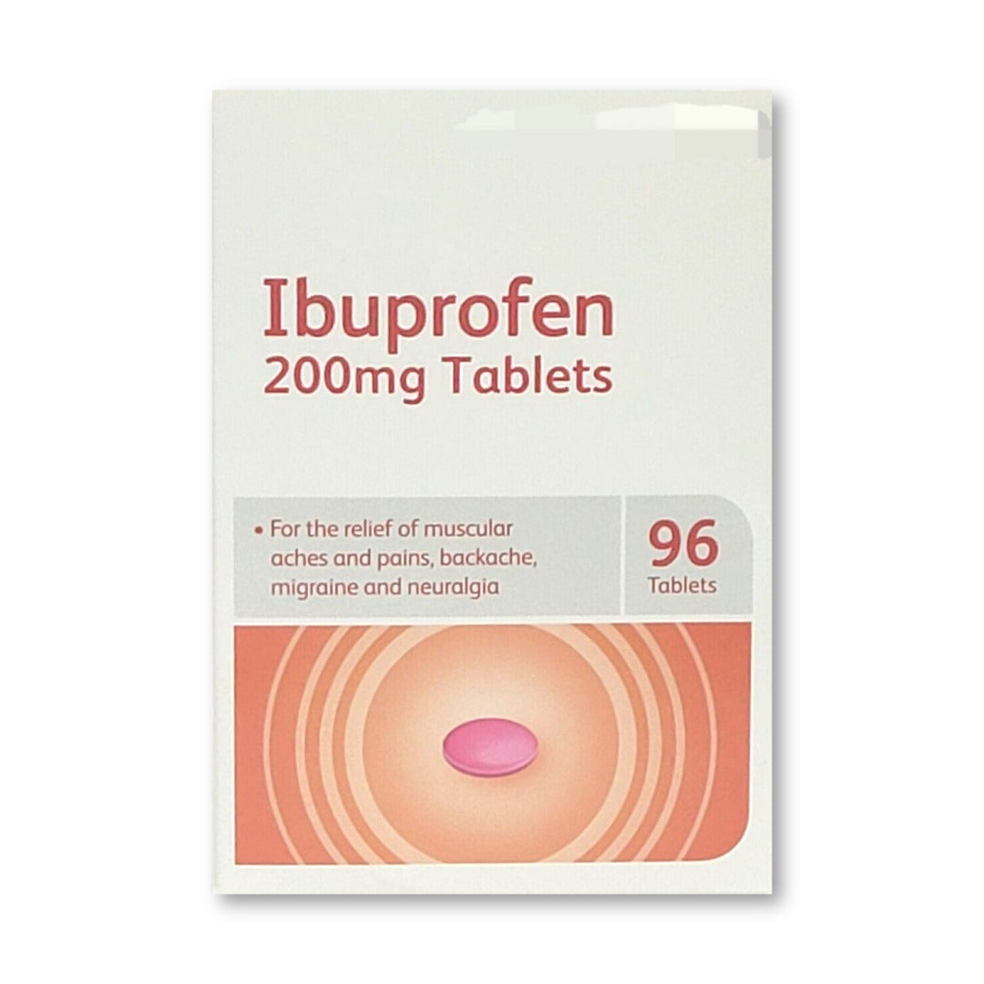 Ibuprofen 200mg Tablets - 96 Tablets - Pain Killer Inflammation Strong Aches