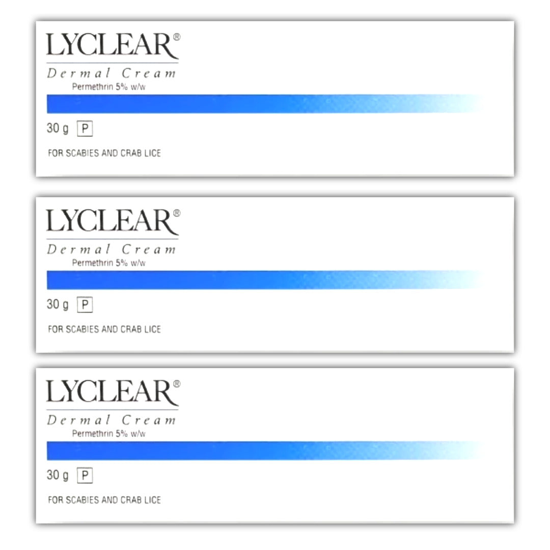 LYCLEAR DERMAL CREAM 30G x 3 - Premthrin 5% - Scabies & Crab Lice Treatment.