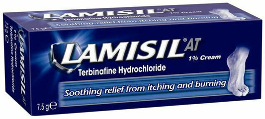 Lamisil At 1% Cream 7.5g - Relief from athlete's foot, ringworm Pharmacy UK GSL.