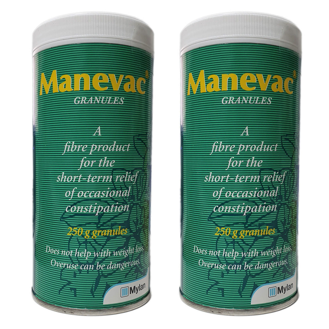 Manevac Granules 250g x 2 | Natural Fibre and Senna for Constipation Relief | Ispaghula Husk