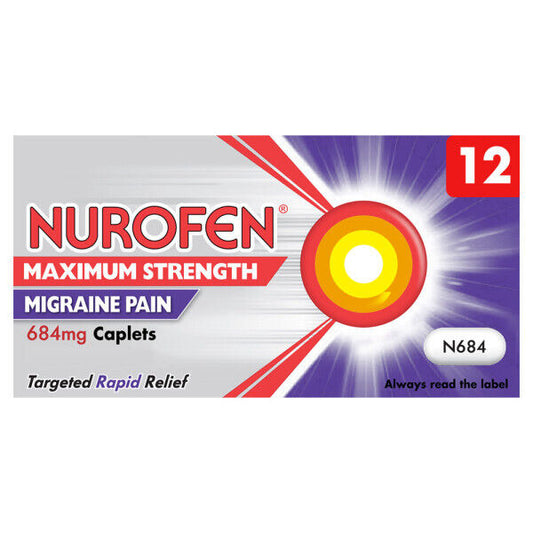 Nurafen Migraine Max Strength 684mg Headache Rapid Pain Relief Tablets - 12