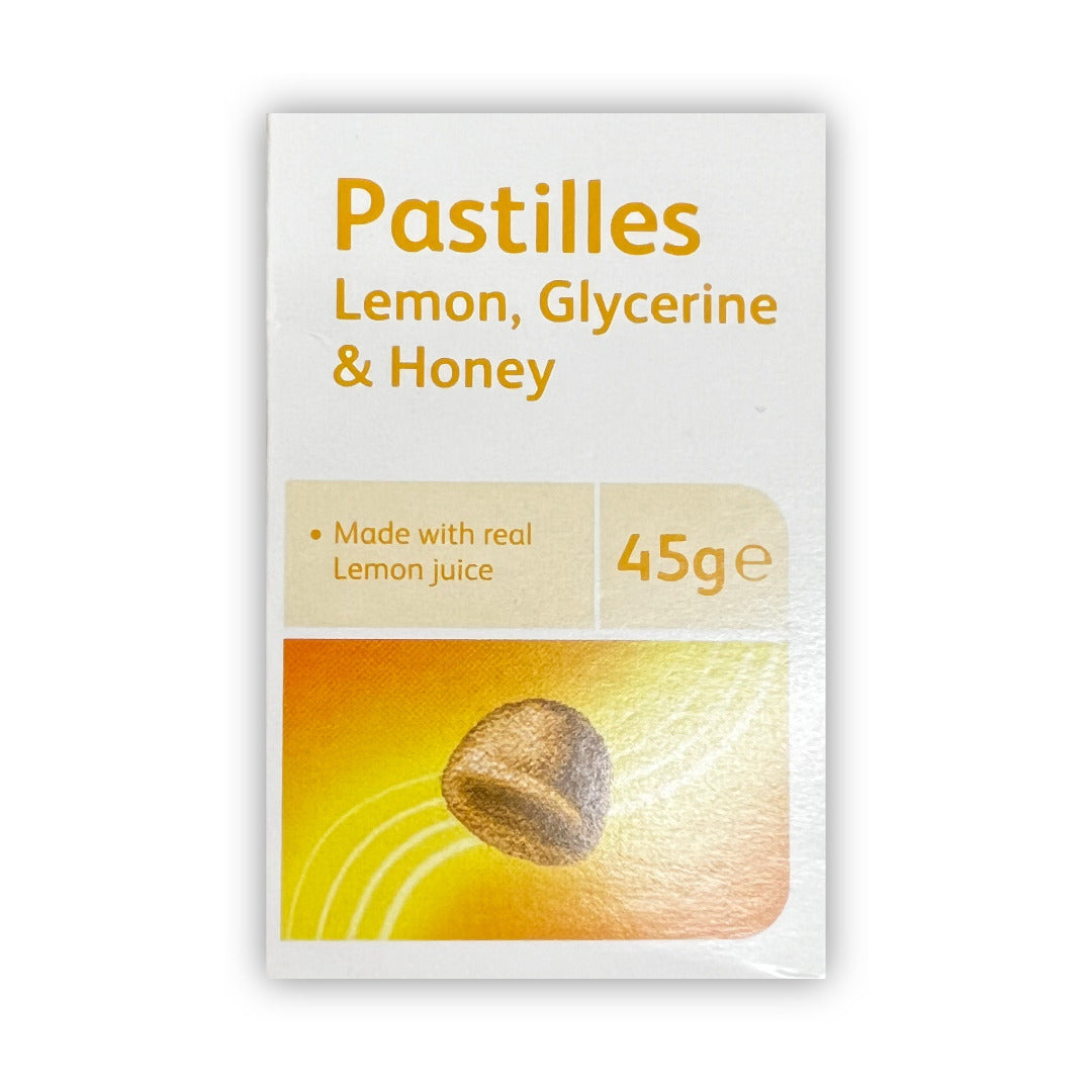 Pastilles Lozenges Throat Made With Honey Glycerine & Real Lemon Juice 45g