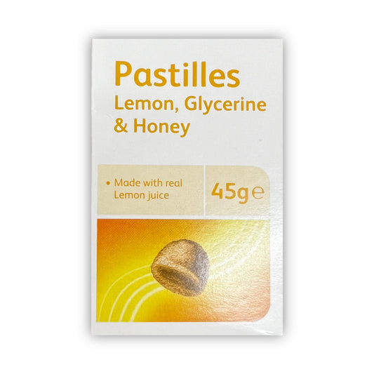 Pastilles Lozenges Throat Made With Honey Glycerine & Real Lemon Juice 45g