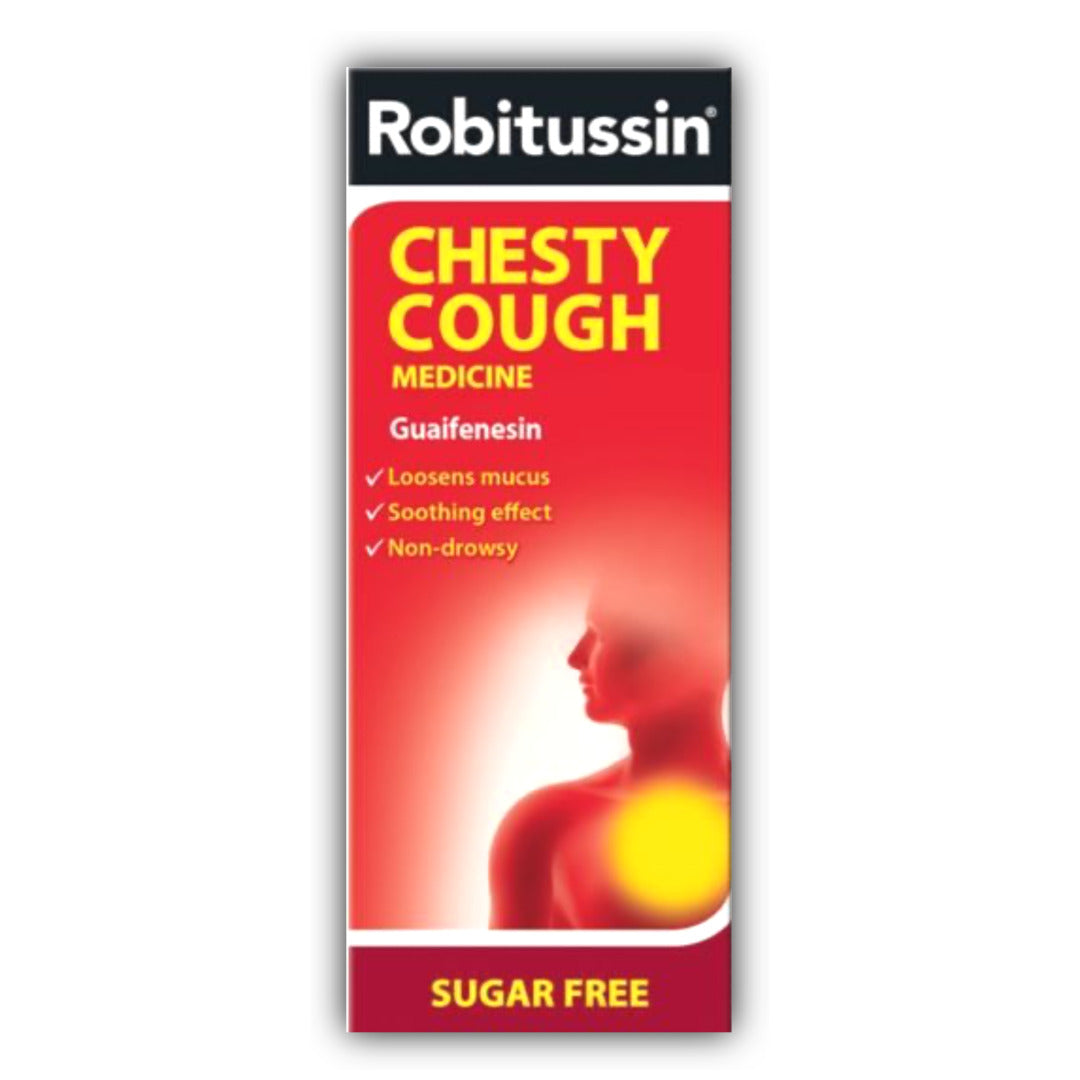 Robitussin Cough Medicine 250ml Mixture CHESTY Guaifenesin Sugar Free Syrup