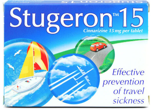 Stugeron Prevention Of Travel Sickness Anti Nausea 15 Tablets.