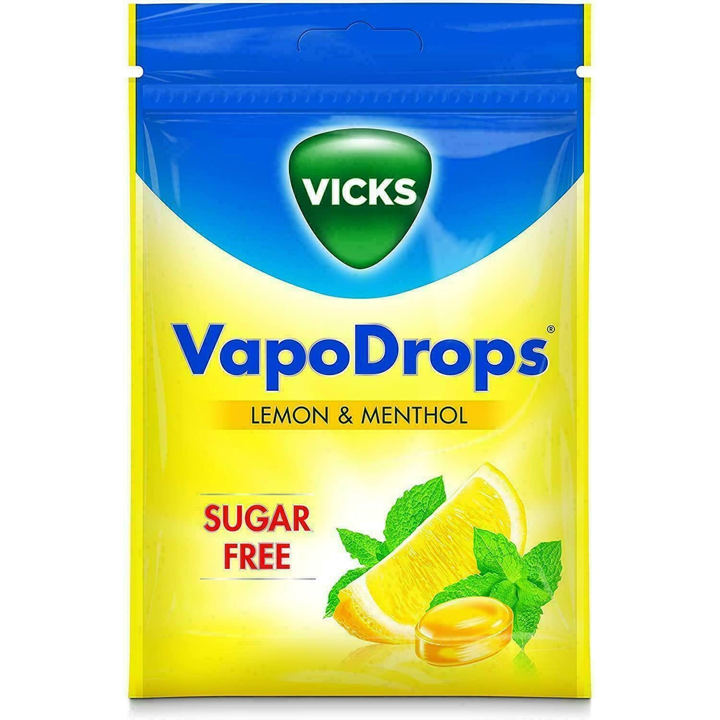 Vicks VapoDrops Lozenges Lemon And Menthol Sugar Free 72g