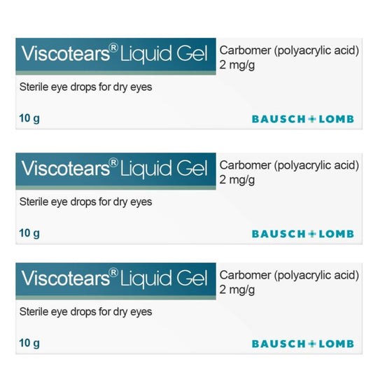 Visco tears 0.2% liquid gel 10g sterile drops for dry eyes (3 Tubes) theChemistonline 