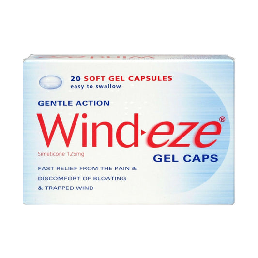 Wind-eze Gel Caps For Trapped Wind Dicomfort of Bloating - 20 Gel Capsules