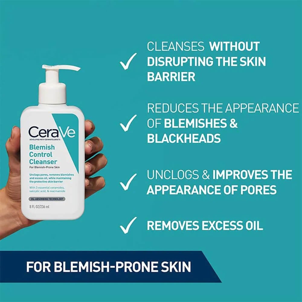 CeraVe Blemish Control Cleanser - 236ml | Clears and Prevents Blemishes with Salicylic Acid