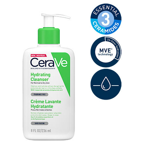 CeraVe Hydrating Cleanser - 236ml | Gentle Cleanser with Hyaluronic Acid and Ceramides