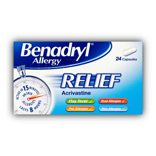 Benadryl Allergy Relief 24 Capsules - Fast-Acting Antihistamine 1 , 2 or 3 Packs