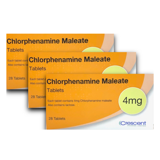 3 x Chlorphenamine 4 mg Tablets 28 -For Hives/Hay Fever/Eczema Like Piriton.