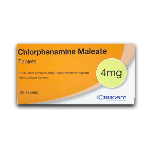 Chlorphenamine Maleate 4 mg x 28 Tablets For Hives/Hay Fever/Eczema Like Piriton