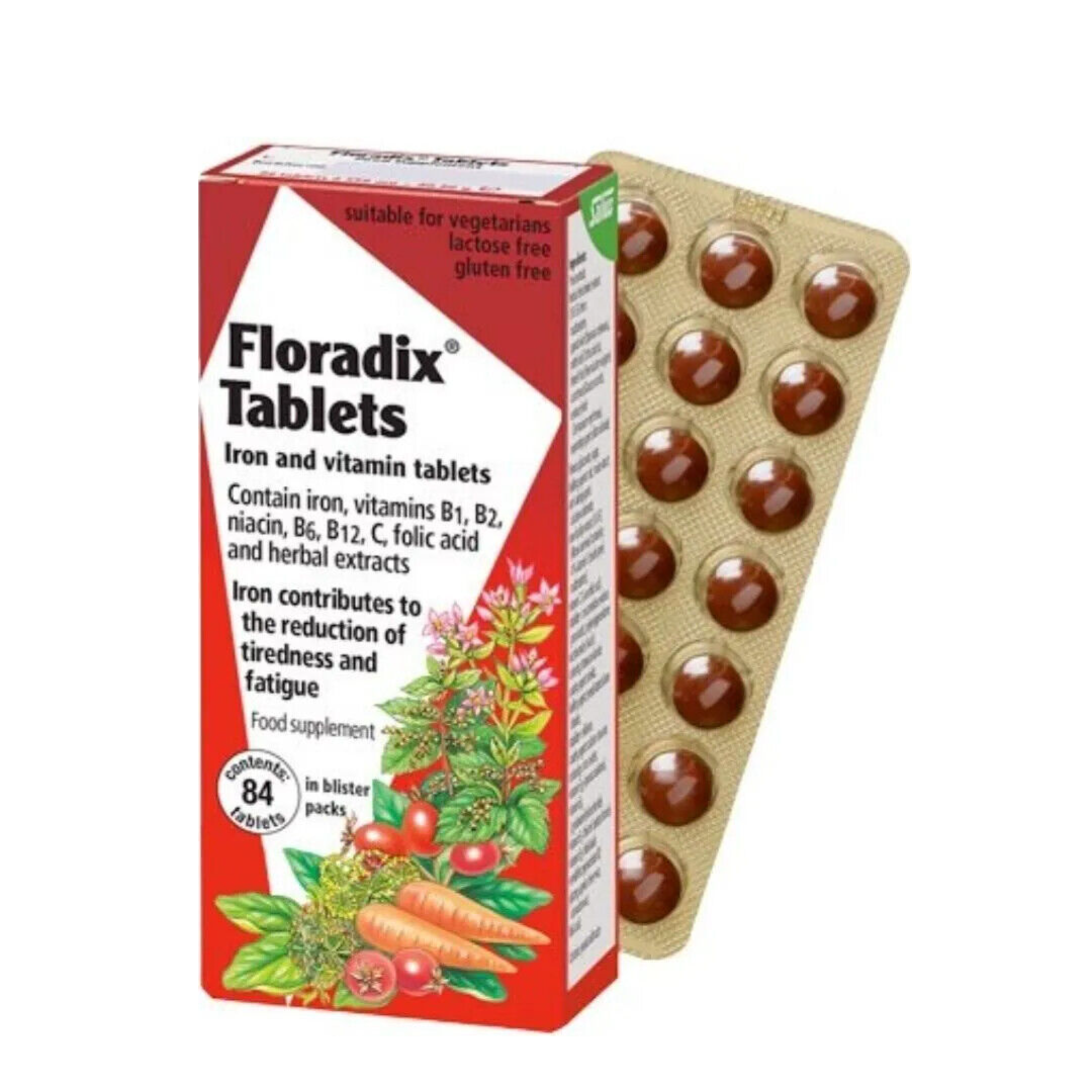 Floradix Tablets x 84 - Herbal Supplement - Iron -