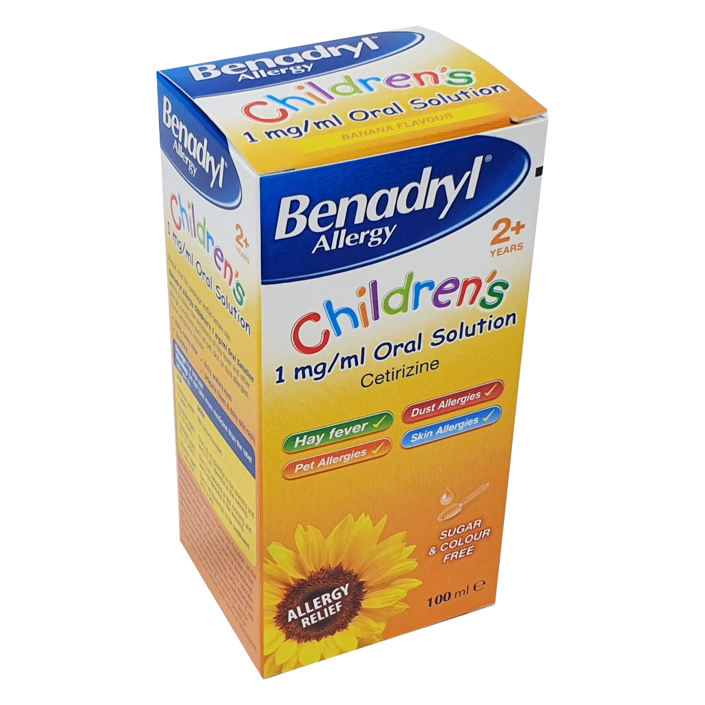 Benadryl Allergy Syrup 1mg/ml Oral Solution 100ml (Cetirizine Dihydrochloride)