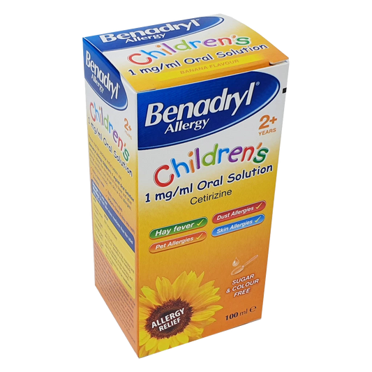 Benadryl Allergy Syrup 1mg/ml Oral Solution 100ml (Cetirizine Dihydrochloride)