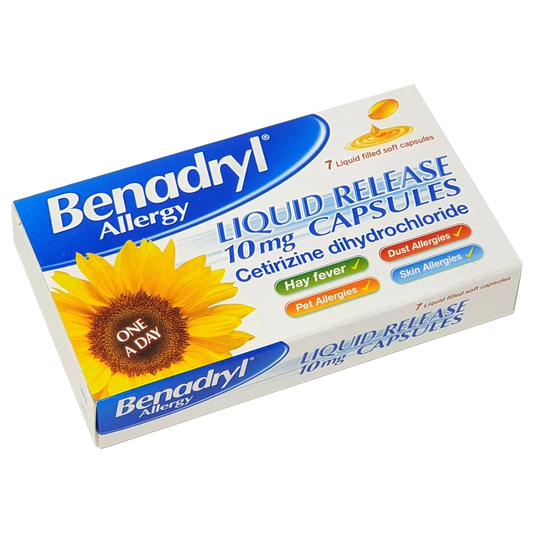 Benadryl Allergy Liquid Release 10mg Capsules - 7 Capsules