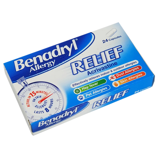 Benadryl Allergy Relief Capsules (Acrivastine 8mg) - 24 Capsules