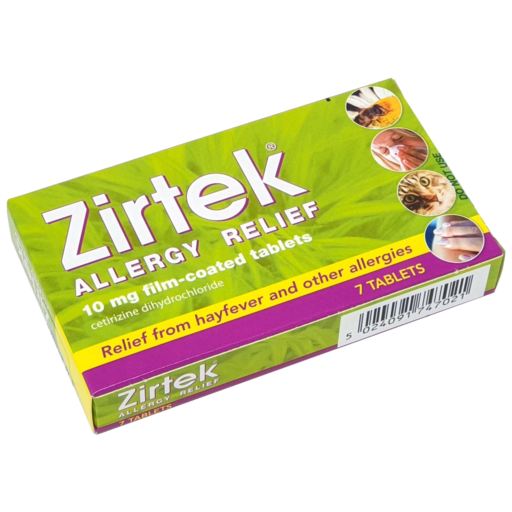 Zirtek allergy tablets (cetirizene dihydrocloride 10mg) - 7 tablets