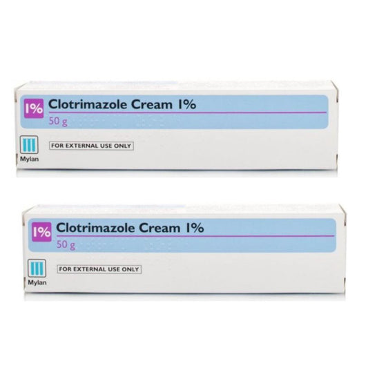 2 x 50g - Clotrimazole Cream 1% - Fungal Skin Treatment - Brand May Vary UK .